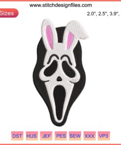 Ghostface Bunny Embroidery | Easter Horror Design | Digital Stitching of Bunny with Ghost Mask | Unique Easter Decor