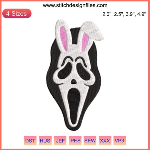Ghostface Bunny Embroidery | Easter Horror Design | Digital Stitching of Bunny with Ghost Mask | Unique Easter Decor