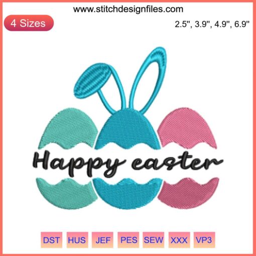 Colorful Easter eggs embroidery pattern for festive stitching, featuring intricate designs for digital crafting projects.