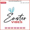 Colorful "Easter Vibes" embroidery design features pastel eggs and bunnies, perfect for digital Easter Day stitching projects.