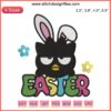 Badtz Maru Easter Bunny embroidery design featuring Sanrio character in bunny costume with Easter eggs, perfect for digital stitching.