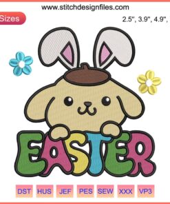 Cute Pompompurin Easter Bunny Embroidery Design | Sanrio Digital Stitching | Adorable Pompompurin in Bunny Ears | Festive Easter Pattern
