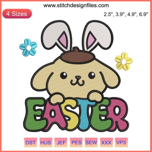 Cute Pompompurin Easter Bunny Embroidery Design | Sanrio Digital Stitching | Adorable Pompompurin in Bunny Ears | Festive Easter Pattern