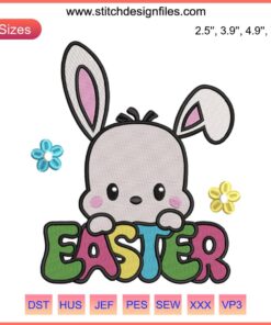 Pochacco Easter Bunny Embroidery Design | Sanrio style, cute Pochacco in bunny outfit, perfect for Easter stitching projects.