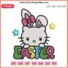 Hello Kitty Easter Bunny Embroidery Design: Cute Hello Kitty in bunny suit with colorful Easter eggs, perfect for Sanrio-themed stitching.