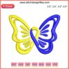 Butterfly with Ribbon Embroidery Design, Down Syndrome Awareness, Digital Stitching, Symbolic Blue and Yellow Threads