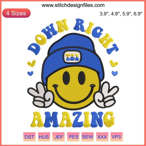 Down Syndrome Awareness Embroidery: Face & Ribbon Digital Pattern, Celebrate Uniqueness, Craft Design, Down Right Amazing