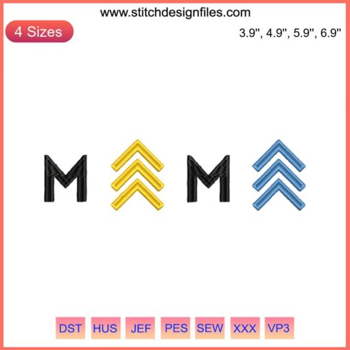 "Down Syndrome Mama Embroidery Design featuring a heart and ribbon motif. Perfect for Down Syndrome Awareness. Digital Stitching"