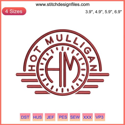 Hot Mulligan Band Logo Embroidery Design, Digital Stitching, Bold Text, Custom Music Merch, DIY Crafting Pattern