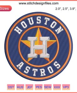 Houston Astros MLB Logo Embroidery Design, Baseball Stitching, Digital Pattern, Astro Insignia, High-Resolution Sports Logo