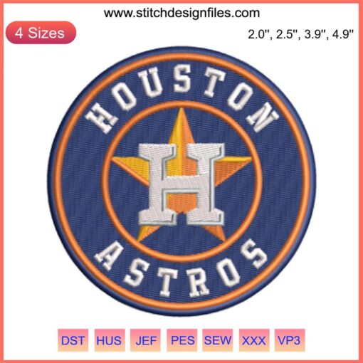 Houston Astros MLB Logo Embroidery Design, Baseball Stitching, Digital Pattern, Astro Insignia, High-Resolution Sports Logo