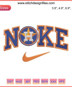 Houston Astros x Nike Embroidery Design - MLB Baseball Digital Stitching, featuring team logo in vibrant, detailed threadwork.