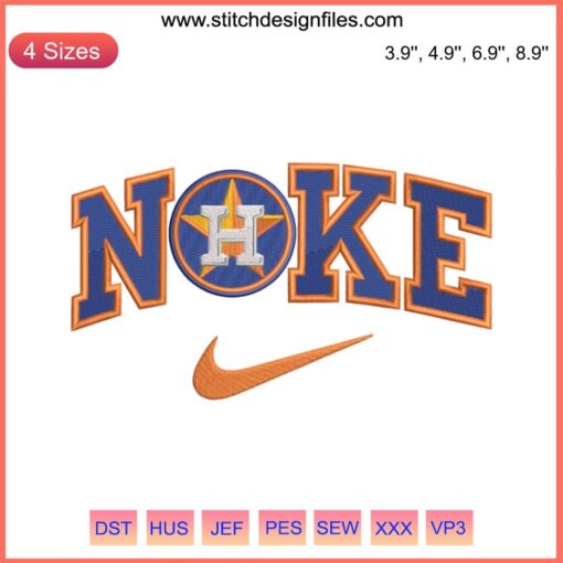Houston Astros x Nike Embroidery Design - MLB Baseball Digital Stitching, featuring team logo in vibrant, detailed threadwork.