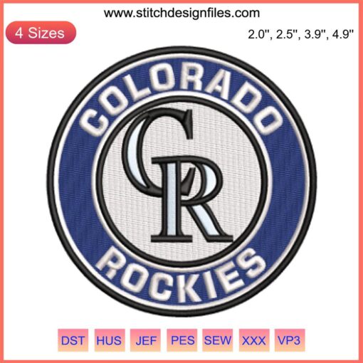 "Colorado Rockies MLB Logo Embroidery Design: Digital Baseball Stitching, Sports Team Emblem, Seamless Craft Template"