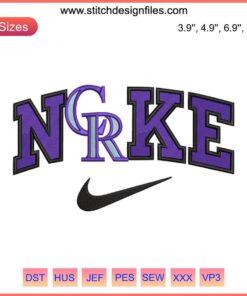 Colorado Rockies x Nike MLB Baseball Embroidery Design, digital stitching of team logo for sports gear customization.