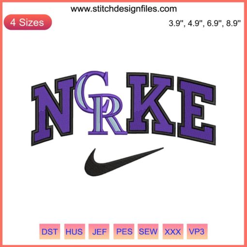 Colorado Rockies x Nike MLB Baseball Embroidery Design, digital stitching of team logo for sports gear customization.