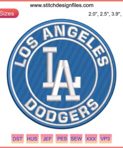 Los Angeles Dodgers Logo Embroidery Design | MLB Baseball Digital Stitching | Team Crest Pattern
