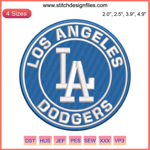 Los Angeles Dodgers Logo Embroidery Design | MLB Baseball Digital Stitching | Team Crest Pattern