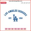 Los Angeles Dodgers Est. 1958 Embroidery Design | LA Baseball Digital Stitching | Classic MLB Logo | Blue & White Stitches