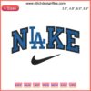 "Los Angeles Dodgers x Nike digital embroidery design, MLB baseball stitching, blue & white logo, sportswear customization."
