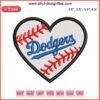 "Los Angeles Dodgers Heart Embroidery Design featuring iconic LA baseball stitching pattern for die-hard fans and crafters."