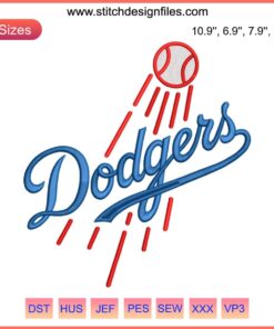 "LA Dodgers Baseball Embroidery Design - MLB Digital Stitching | Team Logo Perfect for Apparel Customization"