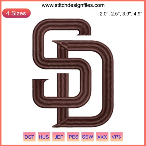 San Diego Padres MLB Logo Embroidery Design, Digital Stitching Template