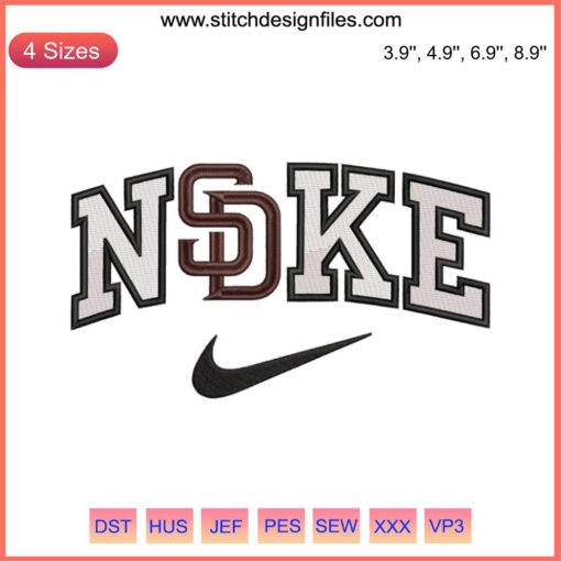 San Diego Padres x Nike Embroidery Design, MLB Baseball, Digital Stitching, Official Team Logo, High Quality Sports Art.