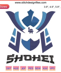 Shohei Ohtani Samurai Dodgers Embroidery Design, MLB Fan Digital Stitching, Unique Los Angeles Dodgers Embroidery Pattern