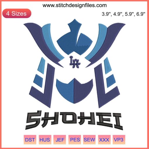 Shohei Ohtani Samurai Dodgers Embroidery Design, MLB Fan Digital Stitching, Unique Los Angeles Dodgers Embroidery Pattern