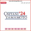 Ohtani Yamamoto 2024 Embroidery Design featuring Shohei Ohtani in MLB Dodgers colors, digital stitching pattern.