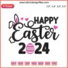 Happy Easter 2024 Embroidery Design: Colorful eggs, bunnies, floral patterns; perfect for Easter Day celebration crafts.