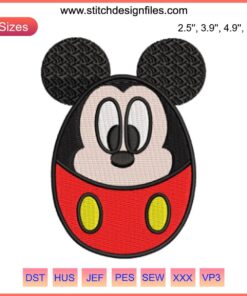Mickey Easter Egg Embroidery Design | Colorful Disney Stitching featuring Mickey Mouse and Easter eggs, perfect for festive crafts.