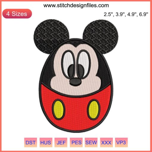 Mickey Easter Egg Embroidery Design | Colorful Disney Stitching featuring Mickey Mouse and Easter eggs, perfect for festive crafts.