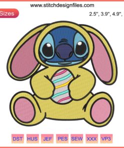 Disney Stitch Easter Bunny Embroidery Design: Cute Stitch Character with Easter Egg Motif, Perfect for Digital Stitching Projects
