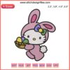 Hello Kitty Easter Bunny Embroidery Design with Easter Eggs, Cute Hello Kitty in Bunny Outfit, Digital Embroidery Pattern.