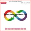 "2024 World Autism Awareness Embroidery Design: Colorful Puzzle Heart with Blue Ribbon, Digital Stitching"