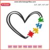 Colorful puzzle-piece heart embroidery design for Autism Awareness digital stitching, perfect gift for supporters and advocates.
