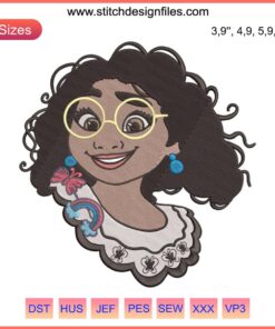 Mirabel Madrigal Encanto Embroidery Design, machine embroidery, vibrant colors, digital instant download, Disney character design.