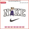 Luisa Madrigal Nike Encanto Embroidery Design featuring vibrant, detailed Nike logo on Luisa's silhouette, machine embroidery file.