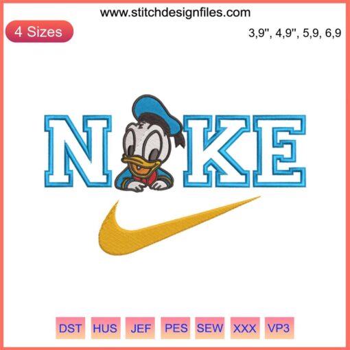 Donald Duck Nike Embroidery Design File | Disney Nike Embroidery Machine Pattern