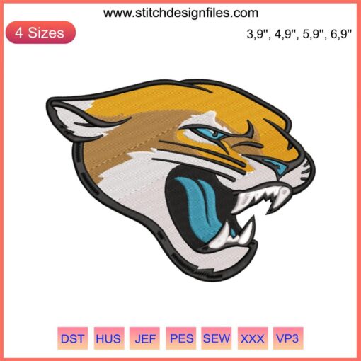 Jacksonville Jaguars Logo Embroidery Design File, NFL American Football, Ideal for Apparel, High-Quality Digital Download