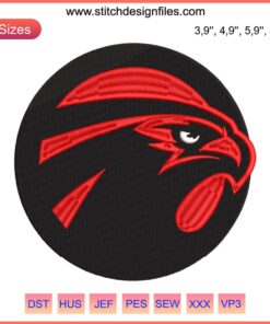 Atlanta Falcons Logo Embroidery Design File featuring official NFL team emblem, ideal for American football fans and embroidery projects.