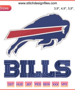 Buffalo Bills Logo Embroidery Design File, NFL Team Crest, American Football Digitizing, Machine Embroidery Pattern