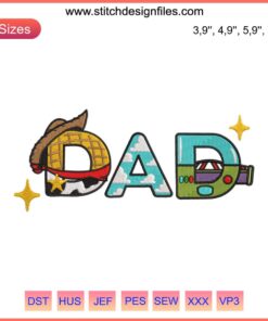 "Dad" Toy Story Logo Embroidery Design File, Instant Download, Personalized Stitch Pattern, Custom Embroider, DIY Project
