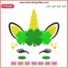 St. Patrick's Day Cute Unicorn Face Embroidery Design for Kids & Women - Festive, Whimsical, Digital Art File
