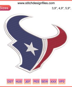 Houston Texans Logo Embroidery Design File | NFL Football Embroidery Pattern | High-Quality Team Design Download