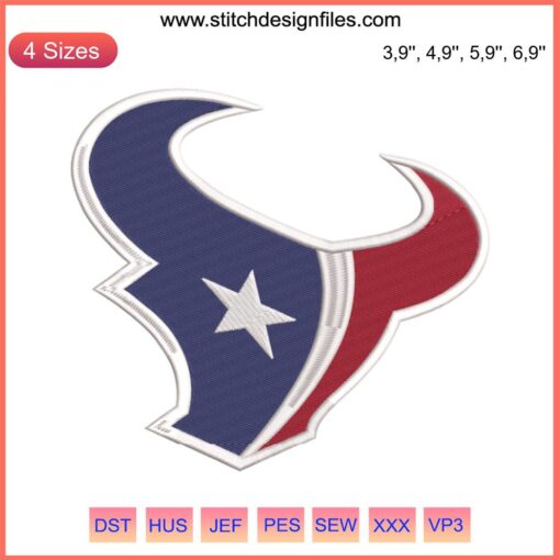 Houston Texans Logo Embroidery Design File | NFL Football Embroidery Pattern | High-Quality Team Design Download