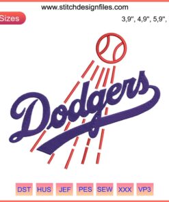 Dodgers Logo Embroidery Design, MLB Baseball Machine File, Los Angeles Dodgers, Digital Product, Needlework Pattern
