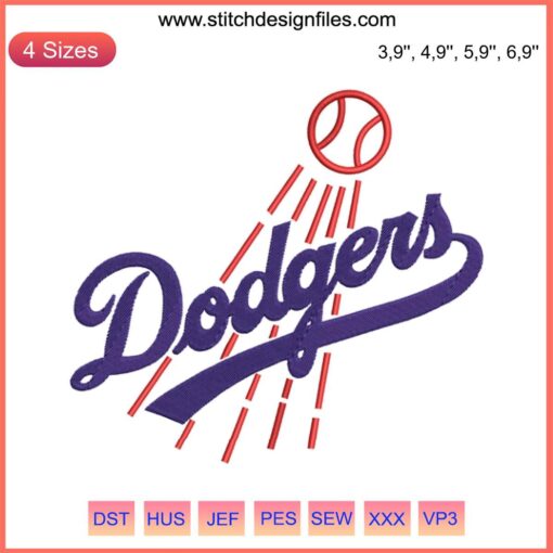 Dodgers Logo Embroidery Design, MLB Baseball Machine File, Los Angeles Dodgers, Digital Product, Needlework Pattern